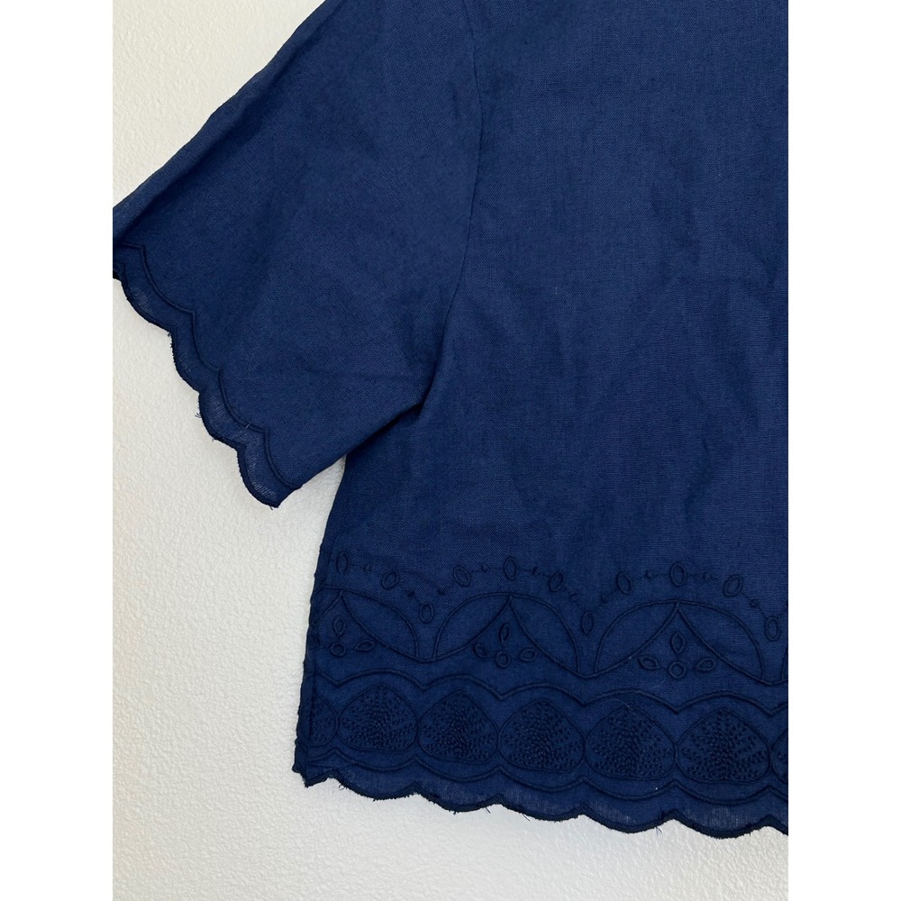 Roller Rabbit x Target Women oversized XS Navy Embroidered Scallop Cropped top - Picture 10 of 12